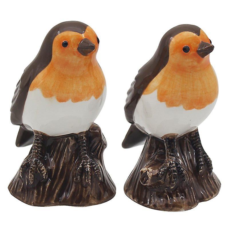 Lesser & Pavey Salt & Pepper Shakers Ceramic Robins Bird Animal Ornament Condiment Dispenser Multicoloured Small