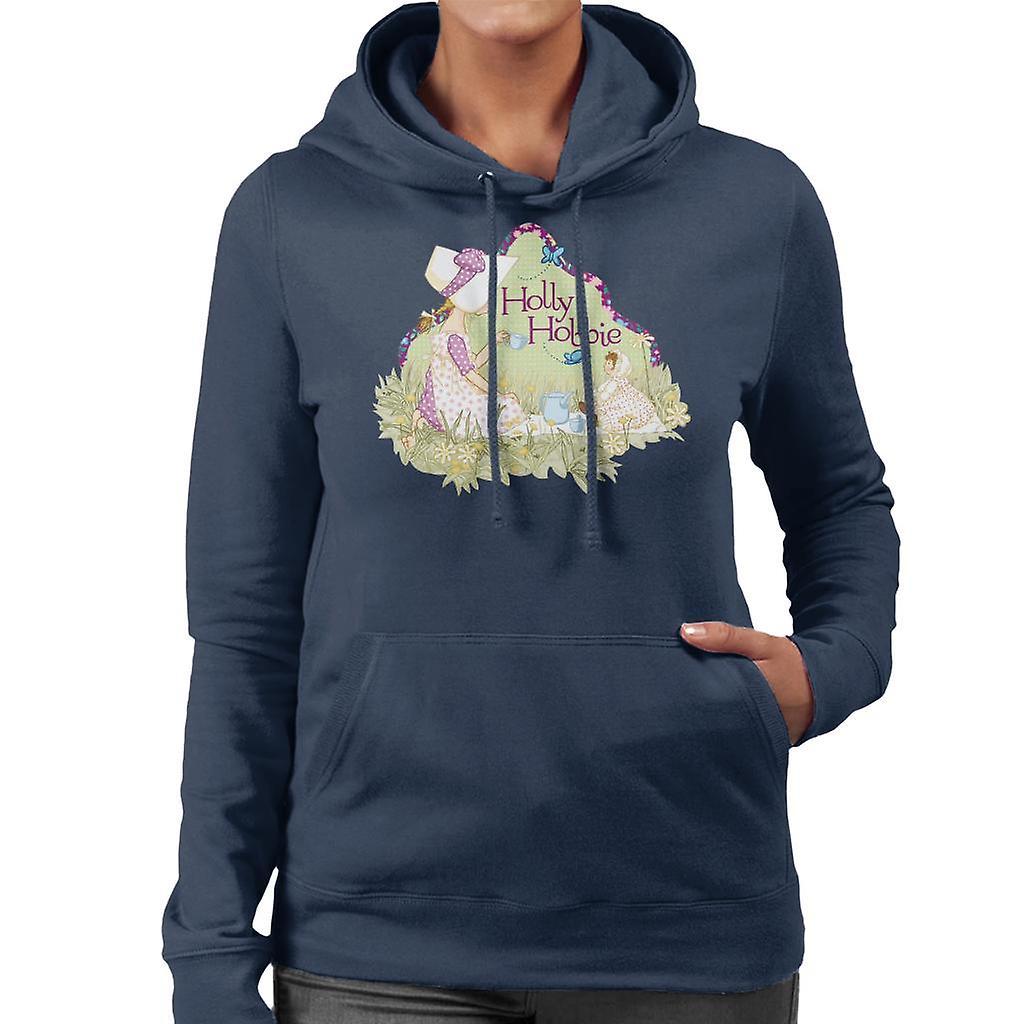 Holly Hobbie Tea Party Women's Hooded Sweatshirt Navy Blue Medium