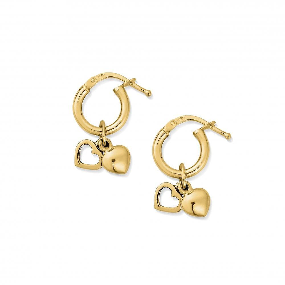 Women's ChloBo Gold Double Heart Small Hoop Earrings GEH1068