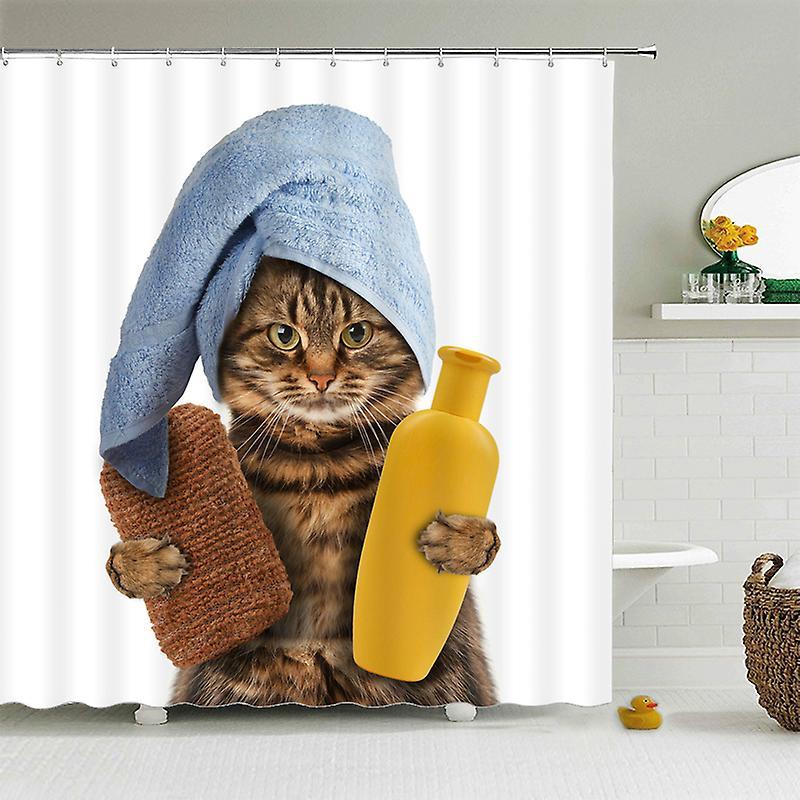 Seventeen Funny Shower Curtains Bathroom Curtain With Hooks Decor Waterproof Cat Dog  Creative Personality Shower Curtain YL005-2 150x180cm