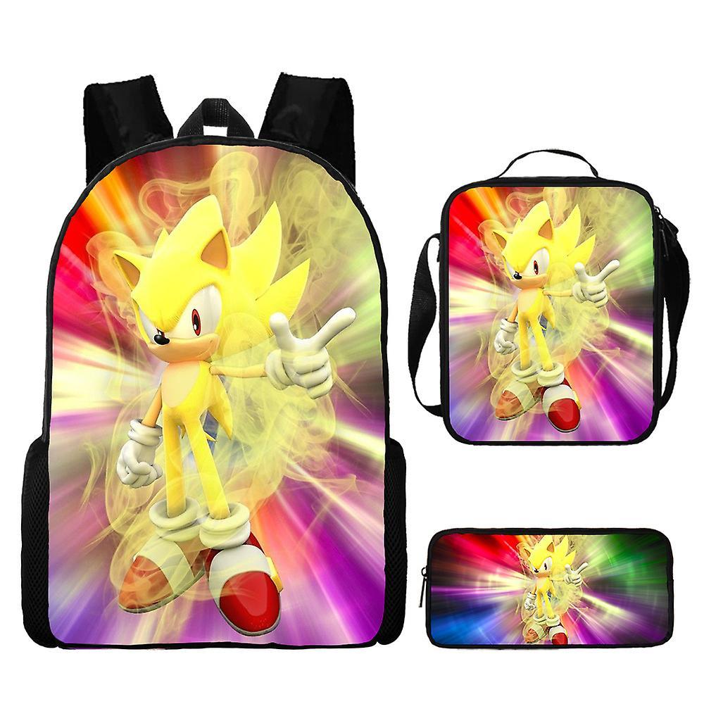 Jxlgv SONIC Sonic Schoolbag Three-Piece Set - Anime Cartoon Backpack, Shoulder Bag, and Pencil Case | Vibrant and Durable Set for Sonic FansJXLGV 1...