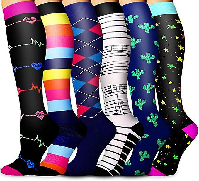 Ubiuo 6 Pack Copper Compression Socks For Women And Men Circulation-best Support For Medical, Running,nursing,athletic