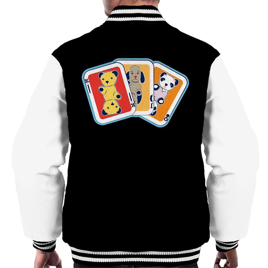 Sooty Playing Card Trio Men's Varsity Jacket Black/White Large