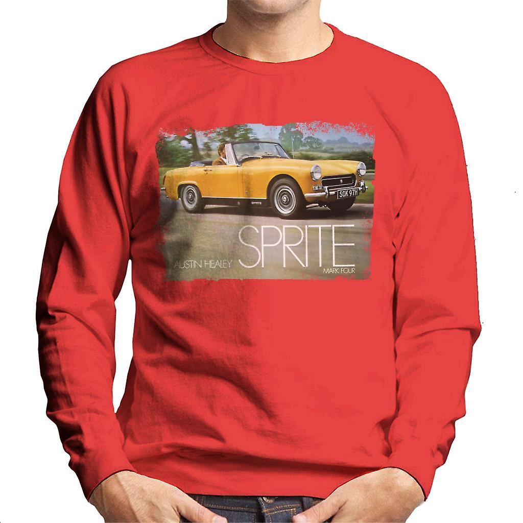 Austin Healey Sprite Mark IV Yellow British Motor Heritage Men's Sweatshirt Red Medium