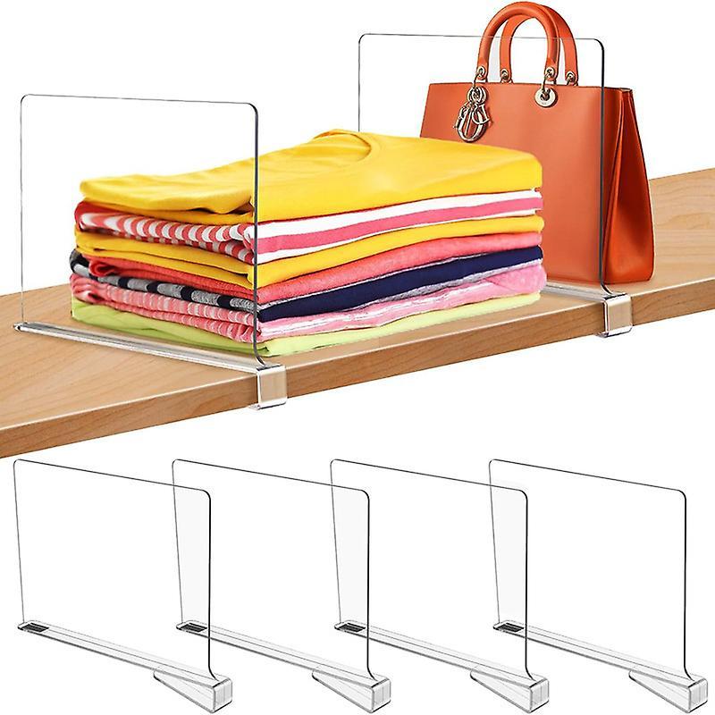 Antbaba Acrylic Shelf Dividers, 4 Pack Clear Shelf Dividers, Plastic Closet Shelve Divider for Clothes Purses Separators, for Shelves Organization ...