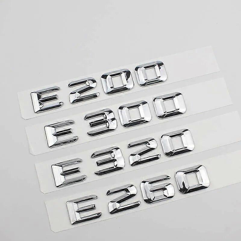 Hikig ABS 3D Chrome Car Letters For Mercedes Benz E200 E260 E300 E320 W213 W212 W211 Rear Trunk Emblem Badge Stickers Accessories Convex Silver 4MATIC