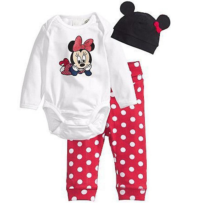 Waytogo Baby Minnie Mickey Costume Outfit Romper And Trouser And Hat 3pc Set Red 0-6 Months