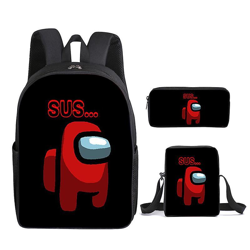 Sszfv Space Werewolf Kill Among Us Game Peripheral Primary And Secondary School Students Backpack Satchel Pen Bag School Bag Three-piece Set