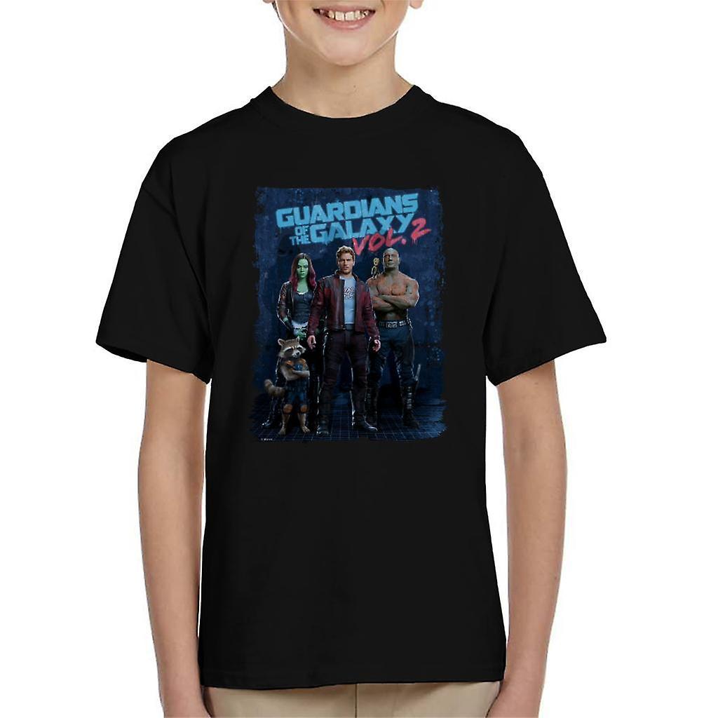 Marvel Guardians Of The Galaxy Vol 2 Poster Design Kid's T-Shirt Black Large (9-11 yrs)