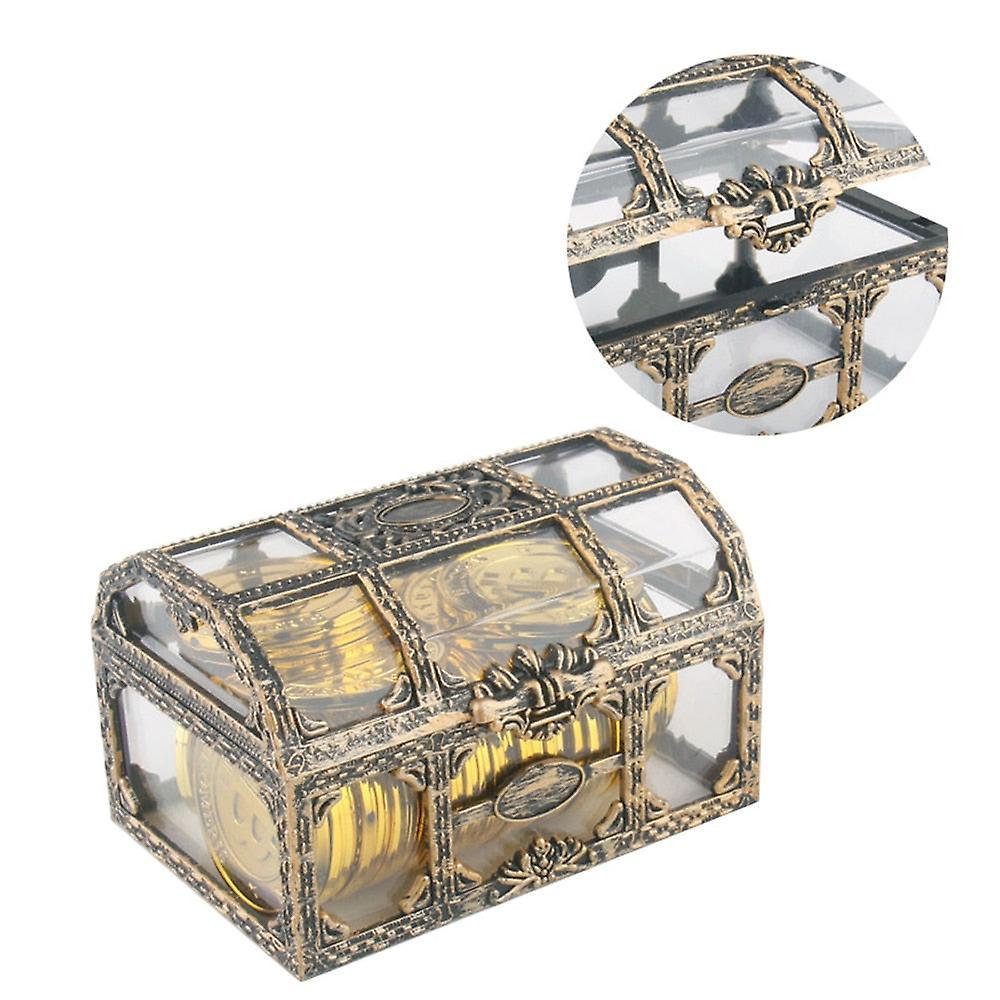 Slowmoose Pirate Treasure Chest Plastic Container Gold Box Kids For Pirate Crystal Gem