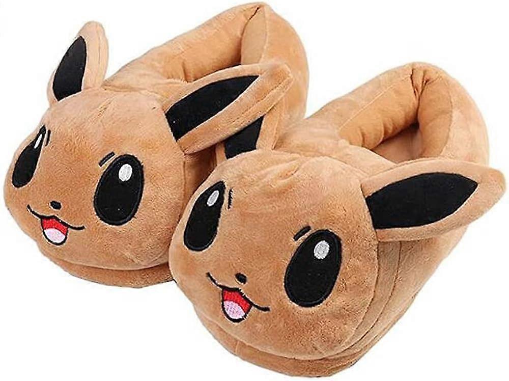 Kinzon Cartoon Brown Cute Eevee Plush Slipper Home Slipper Anime Cotton Slipper Winter Slipper