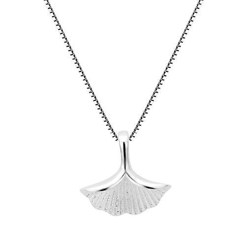 S925 Sterling Silver Ginkgo Leaf Pendant Necklace