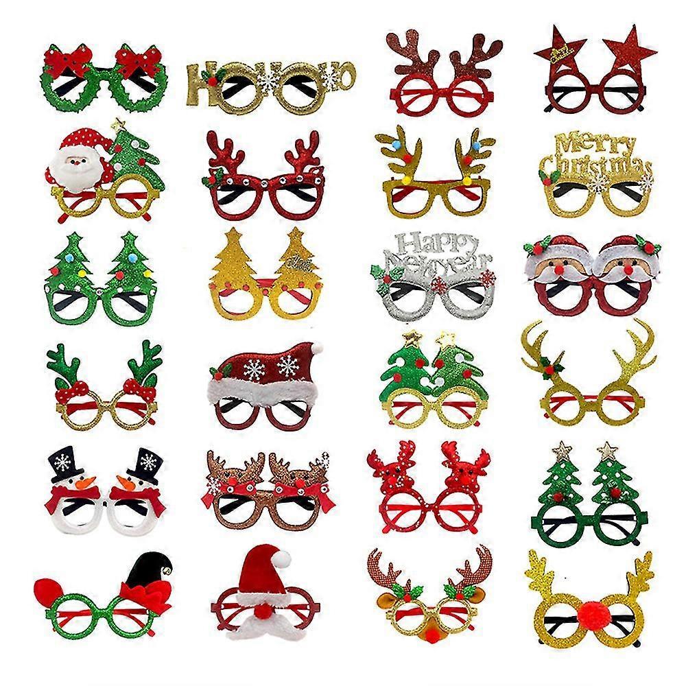 Bosheng Christmas Glasses Party Glasses Frames Christmas Decoration Costume Eyeglasses For Xmas Parties 9 piece set