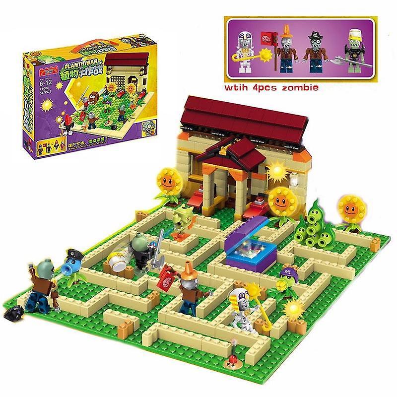 Inbev 2 Style Plants Vs Zombies Set Anime Garden Maze Struck Game Building Blocks Bricks Compatible Gif As the picture