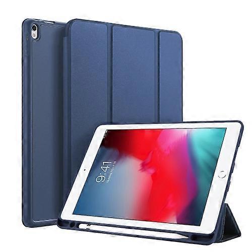 Universal DUX DUCIS OSOM SERIES Three-folding Horizontal Flip Leather Case with Pen Slots for iPad Pro 10.5 inch / Air 3 2019 Blue