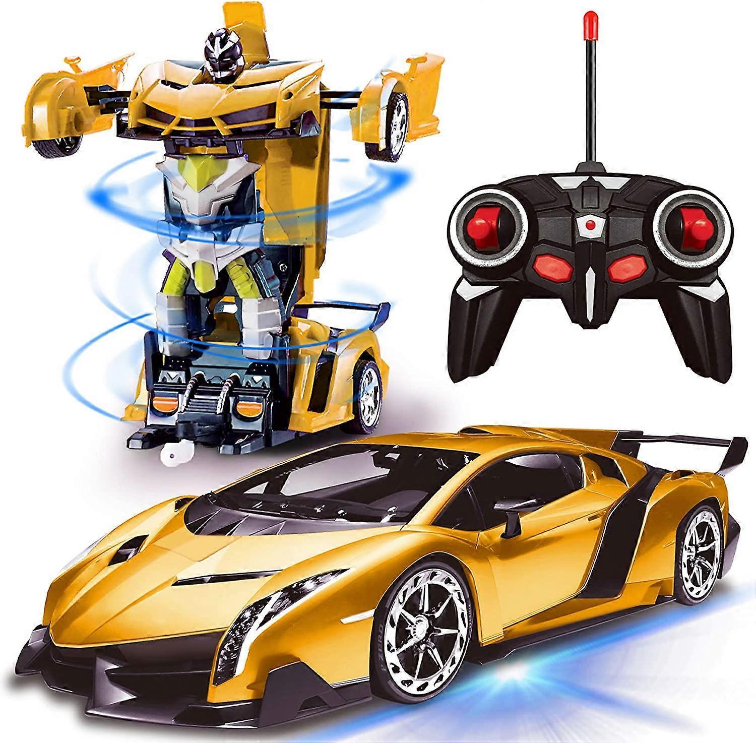 Liangnv Remote Control Transform Car Robot Toy with Lights Deformation RC Car 2.4Ghz 1:18 Rechargeable 360Rotating Stunt Race Car Toys for Kids Boy...