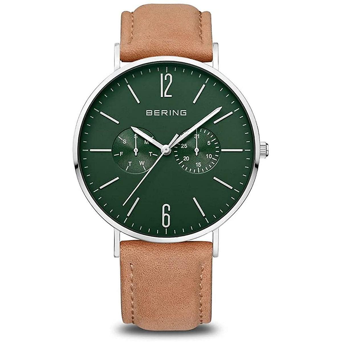 Bering Men's Watch Wristwatch Classic - 14240-608 Leather Silver