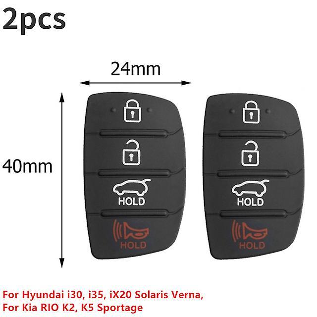 Roobeki Car Replacement 3 Button Remote Key Fob Case Rubber Pad for Hyundai I10 I20 I30 IX35 for Kia K2 K5 Rio Sportage Flip Key Parts 2Pcs E