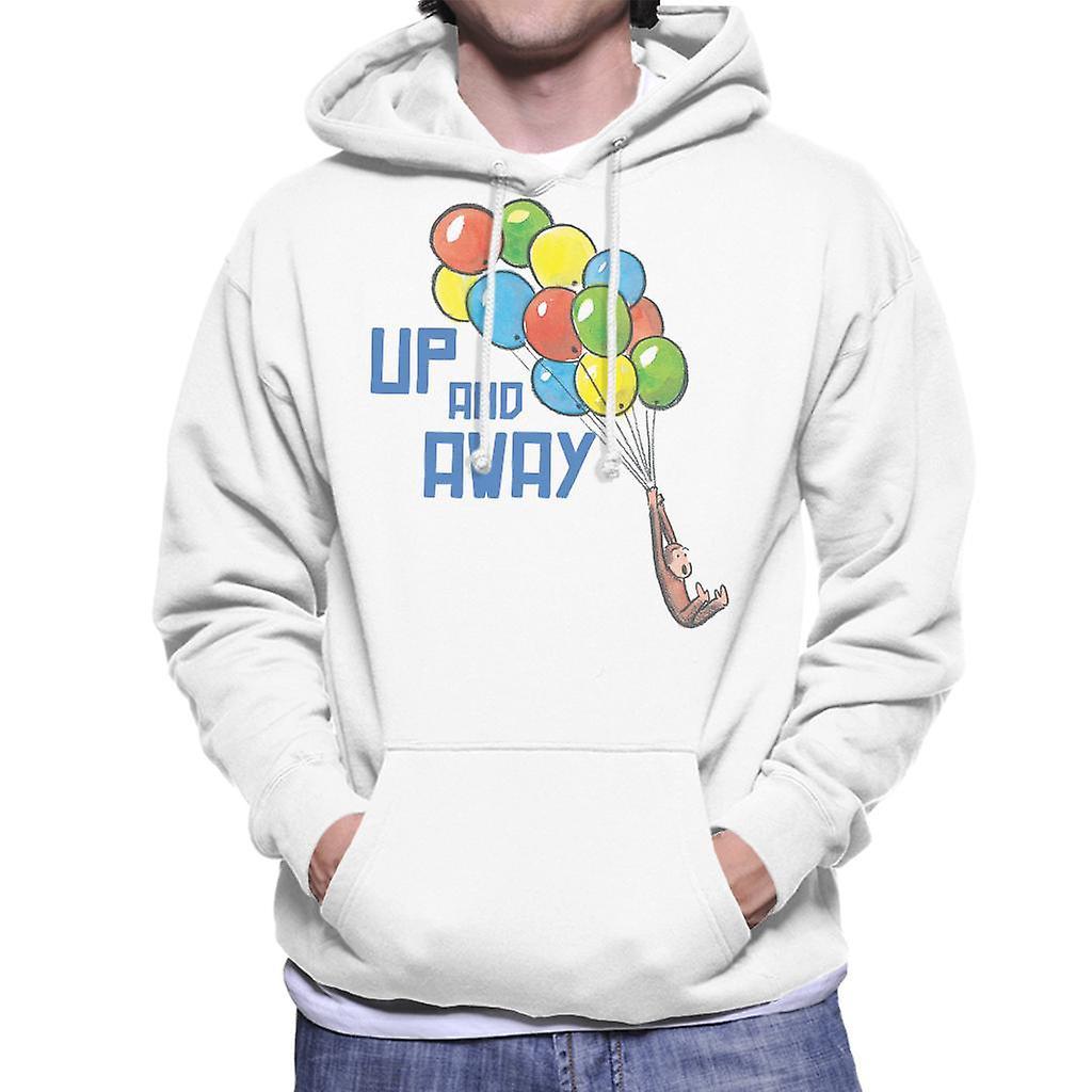 Curious George Up And Away Balloons Men's Hooded Sweatshirt White XX-Large