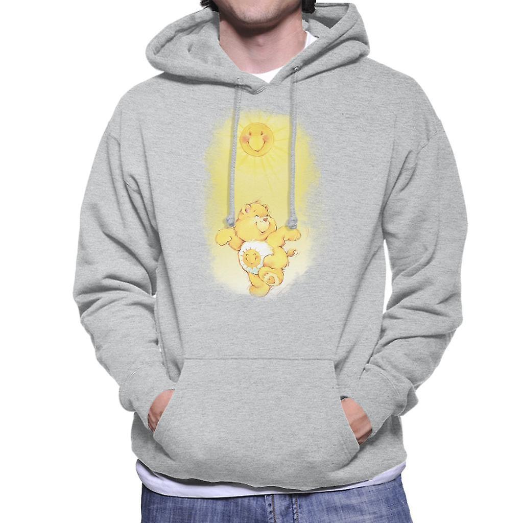 Care Bears Funshine Bear Dancing In The Sun Men's Hooded Sweatshirt Heather Grey Small