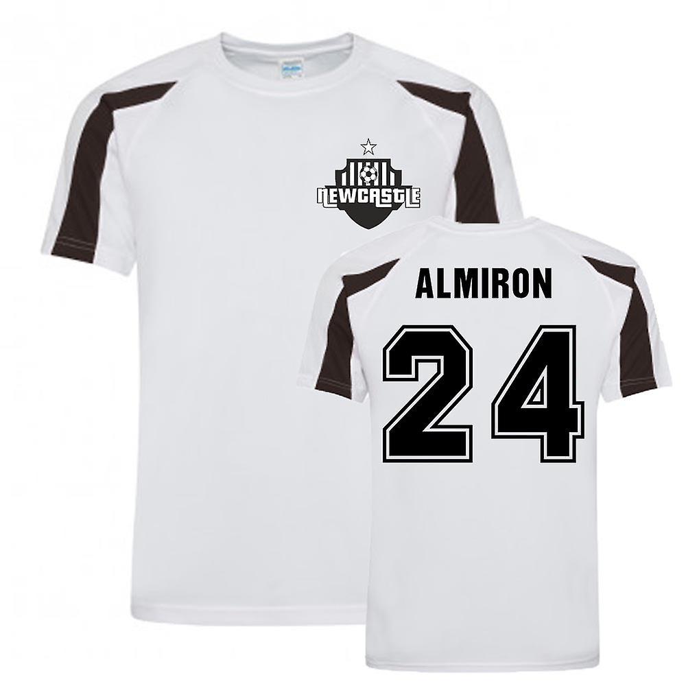 UKSoccerShop Miguel Almiron Newcastle Sports Training Jersey (White) XSB (3-4 Years)