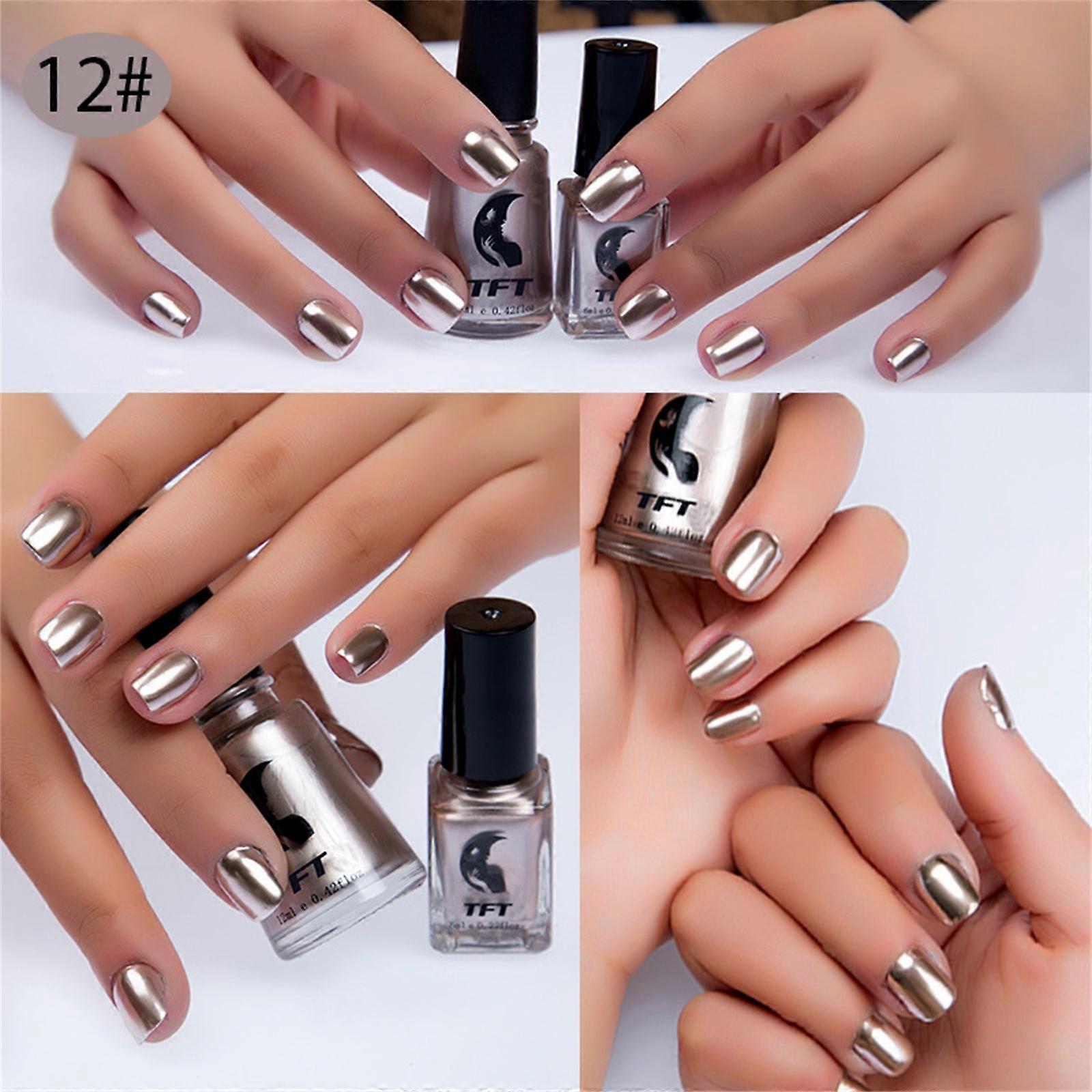 Kankanwo Nail Polish Tft Metallic Stainless Steel Mirror Silver Nail Polish 17 Colors 6Ml L