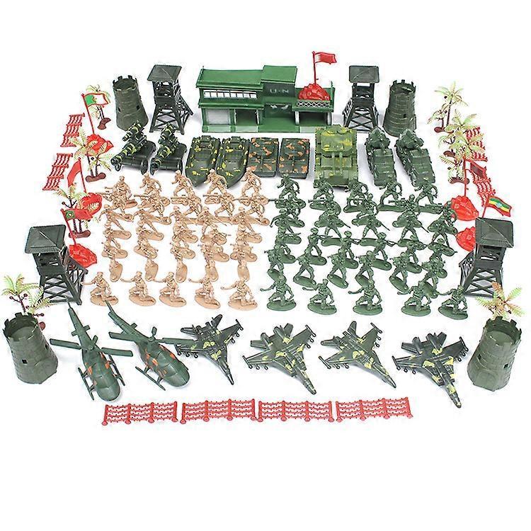 Phwj 122 Pieces Army Action Figures Set, Military Play Set With Soldiers, Tanks, Planes, Flags, Soldier Figures Set Model Boys Plastic Mission Army..