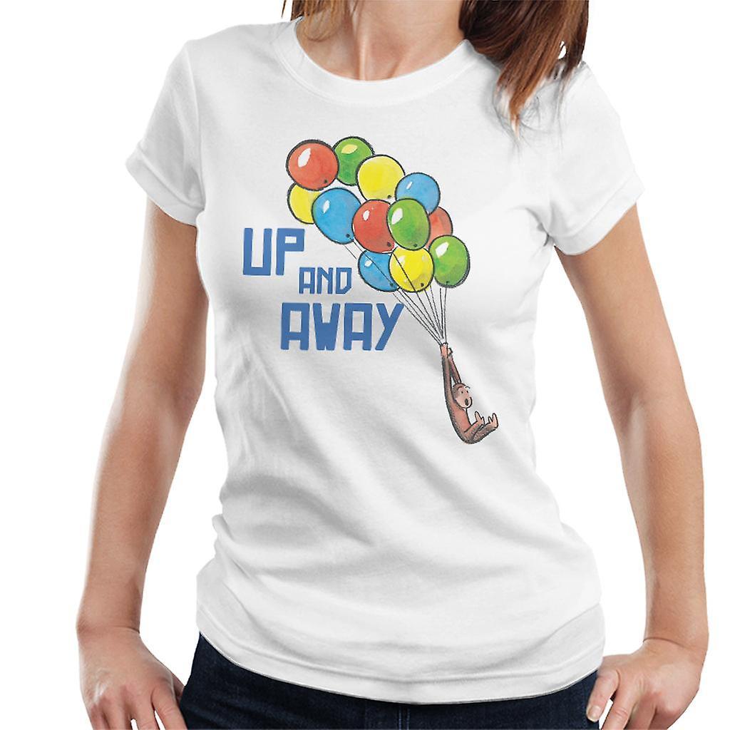 Curious George Up And Away Balloons Women's T-Shirt White Medium