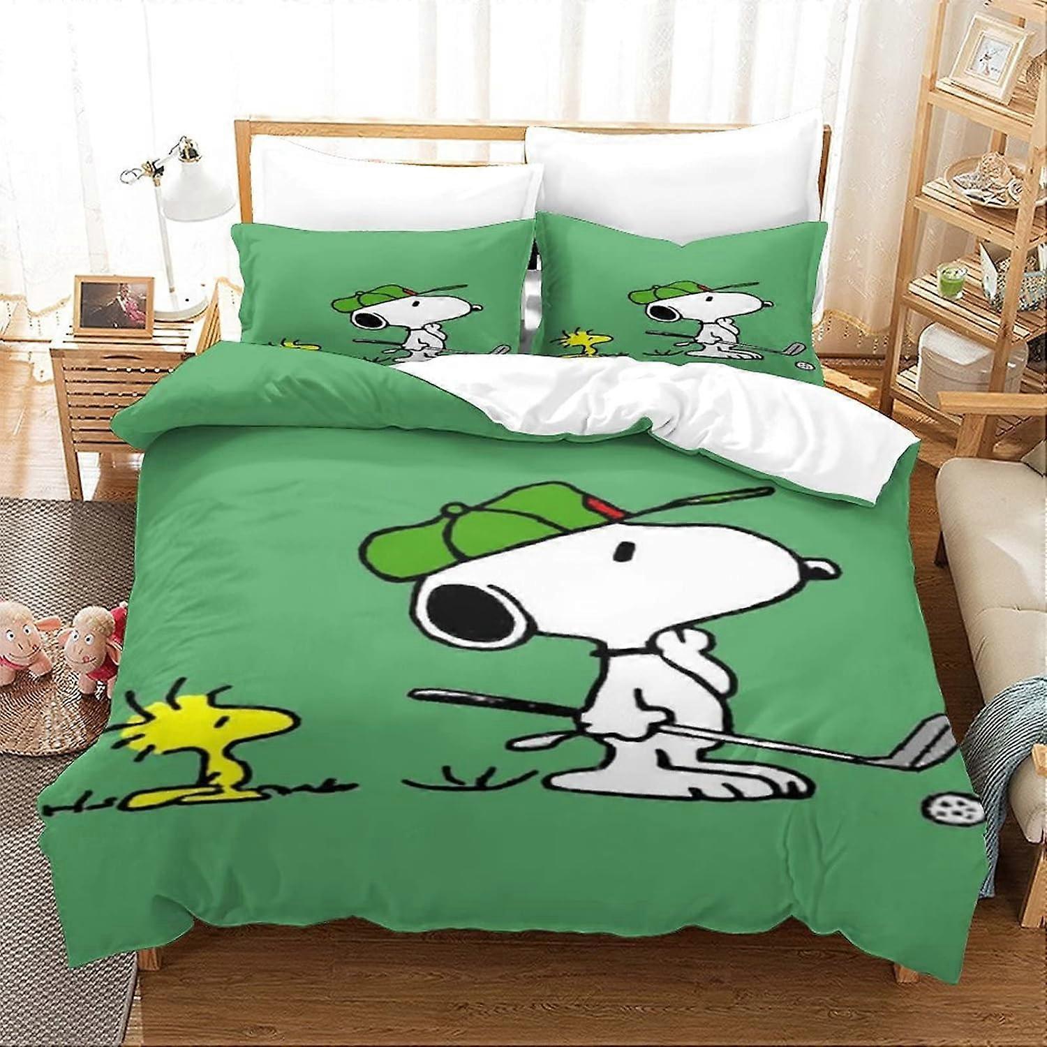 Kerota Snoopy Cartoon Duvet Cover,D-Print Animated Characters Duvet Cover Bedding Set,Microfiber,Zipper Closure King Single135x200cm