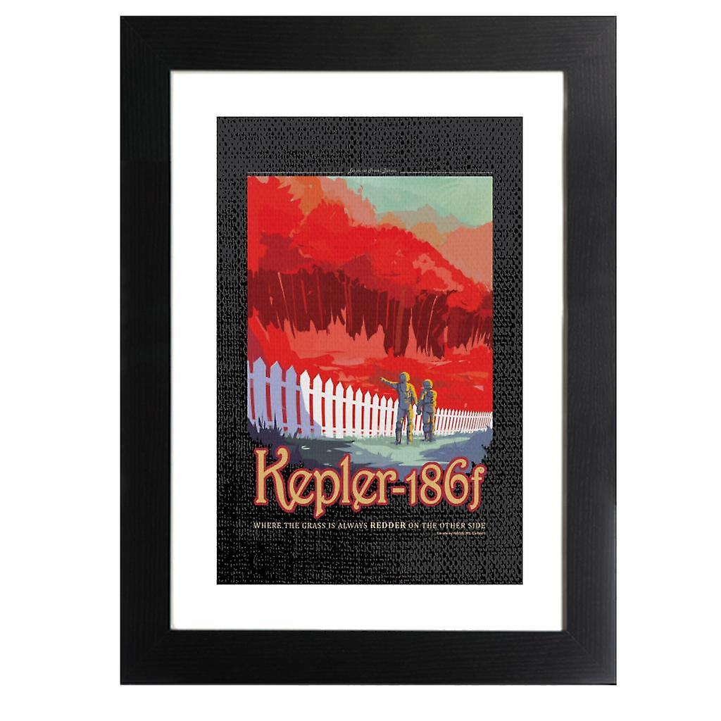 NASA Kelper 186f Interplanetary Travel Poster Framed Print Black 39 x 52 cm