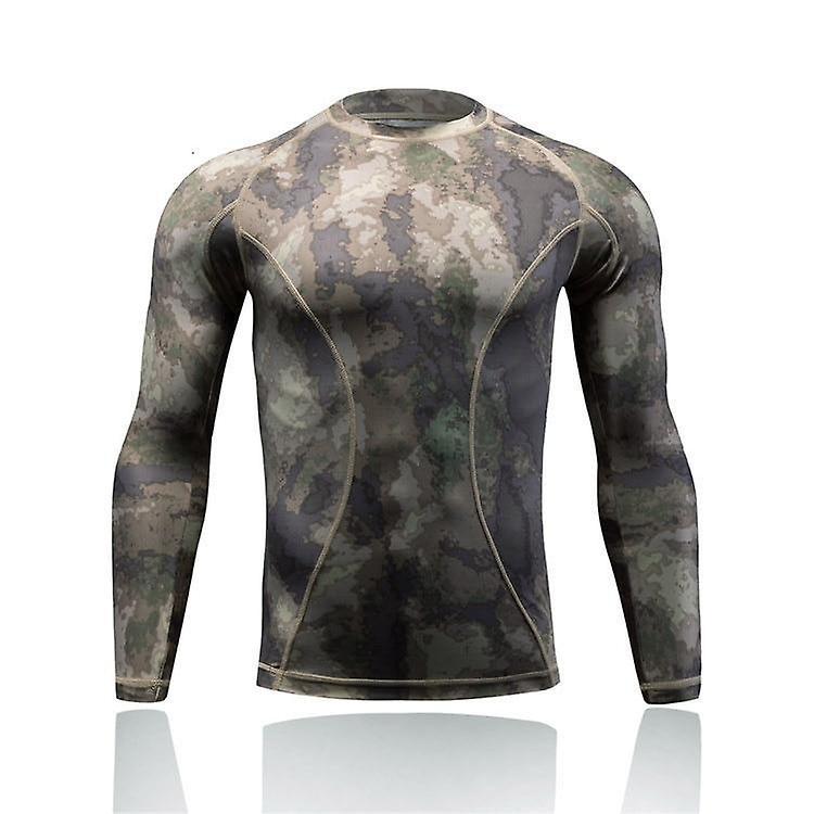 Slowmoose Quick Dry Tactical Combat Shirt, Camo Men Long Sleeve T-shirts XXL / D