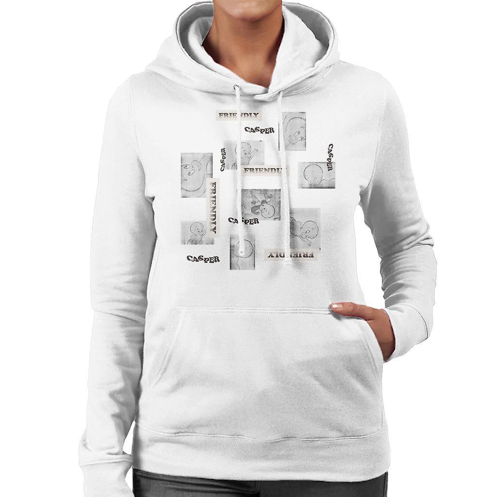 Casper The Friendly Ghost Cartoon Frame Montage Women's Hooded Sweatshirt White Large