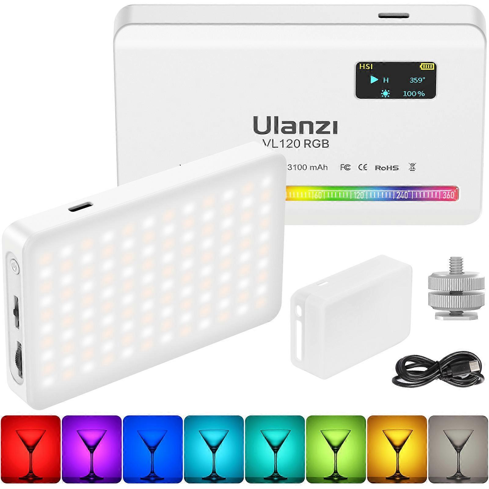 Ulanzi  VL120 RGB Mini LED Video Light 2500K-9000K Photography Fill-in Light Dimmable CRI95+ 20 Lighting Effects Built-in Rechargeable Battery with...