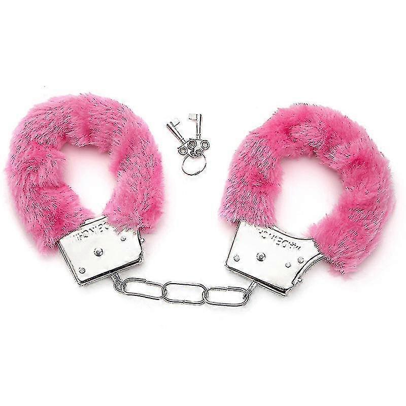 Leke Metal Handcuffs With 2 Keys For Cosplay Police Role-play Toy pink