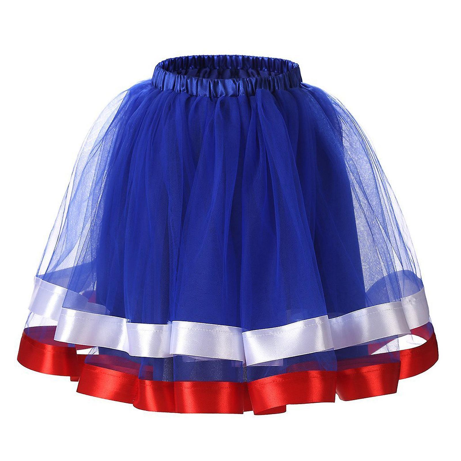 Mardi Gras Tulle Skirt, Women's Tutu Classic Elastic Petticoat Underskirt Carnival Costume Blue XL