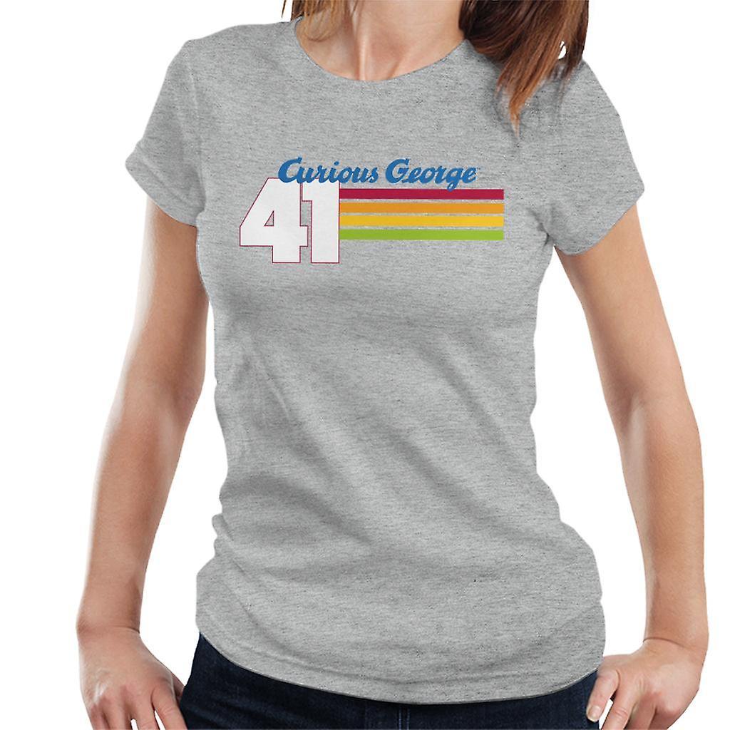 Curious George 41 Race Stripes Women's T-Shirt Heather Grey X-Large