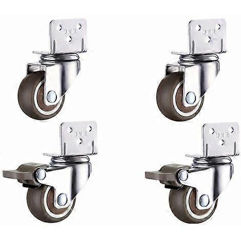 Kensty Swivel Castors for Furniture - Small Castors with Brake - 32mm - Quiet Rubber Casters - Small Swivel Castors for Furniture, Flower Stands