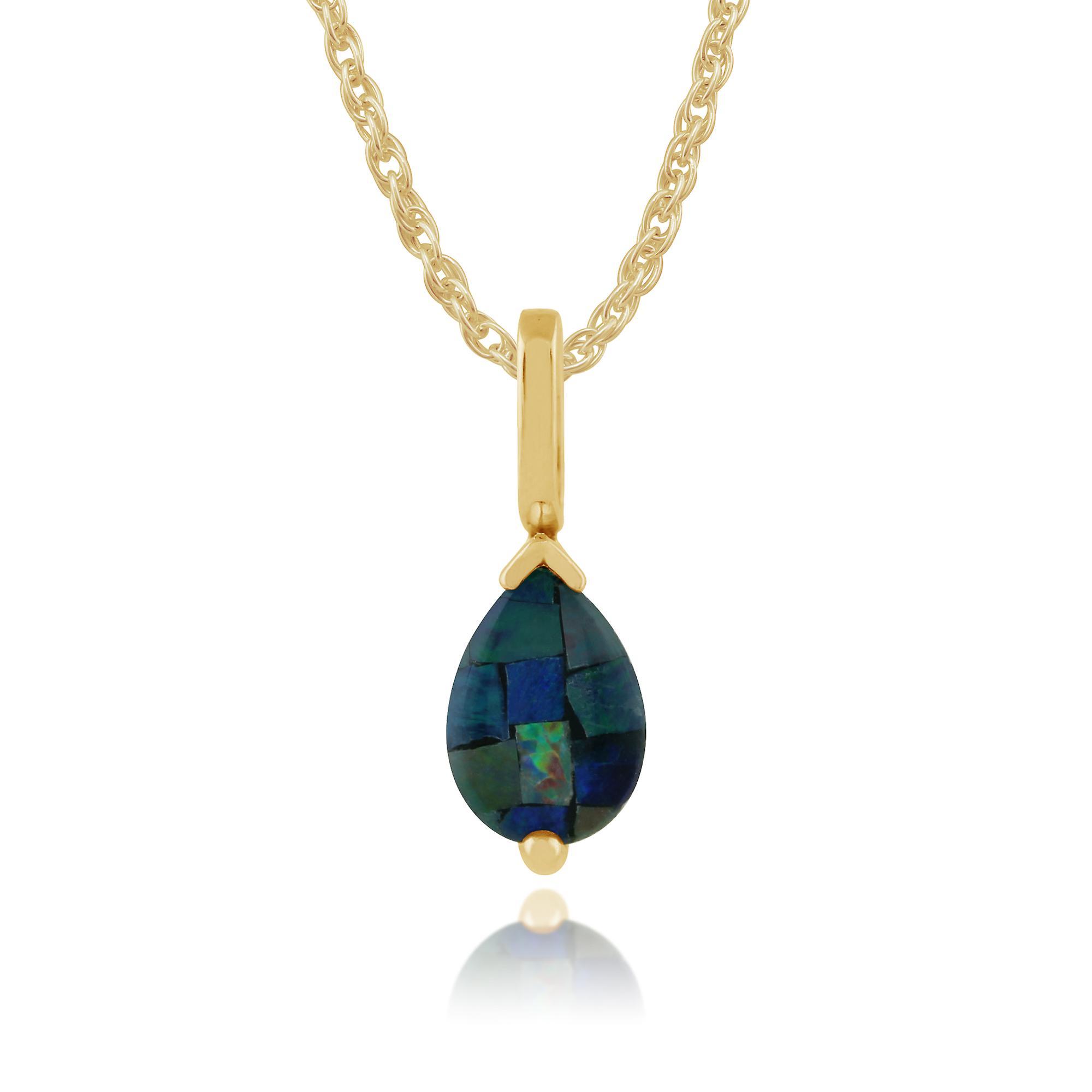 Gemondo Classic Pear Opal Triplet Pendant Necklace in 9ct Yellow Gold 123P0117249 Blue One Size