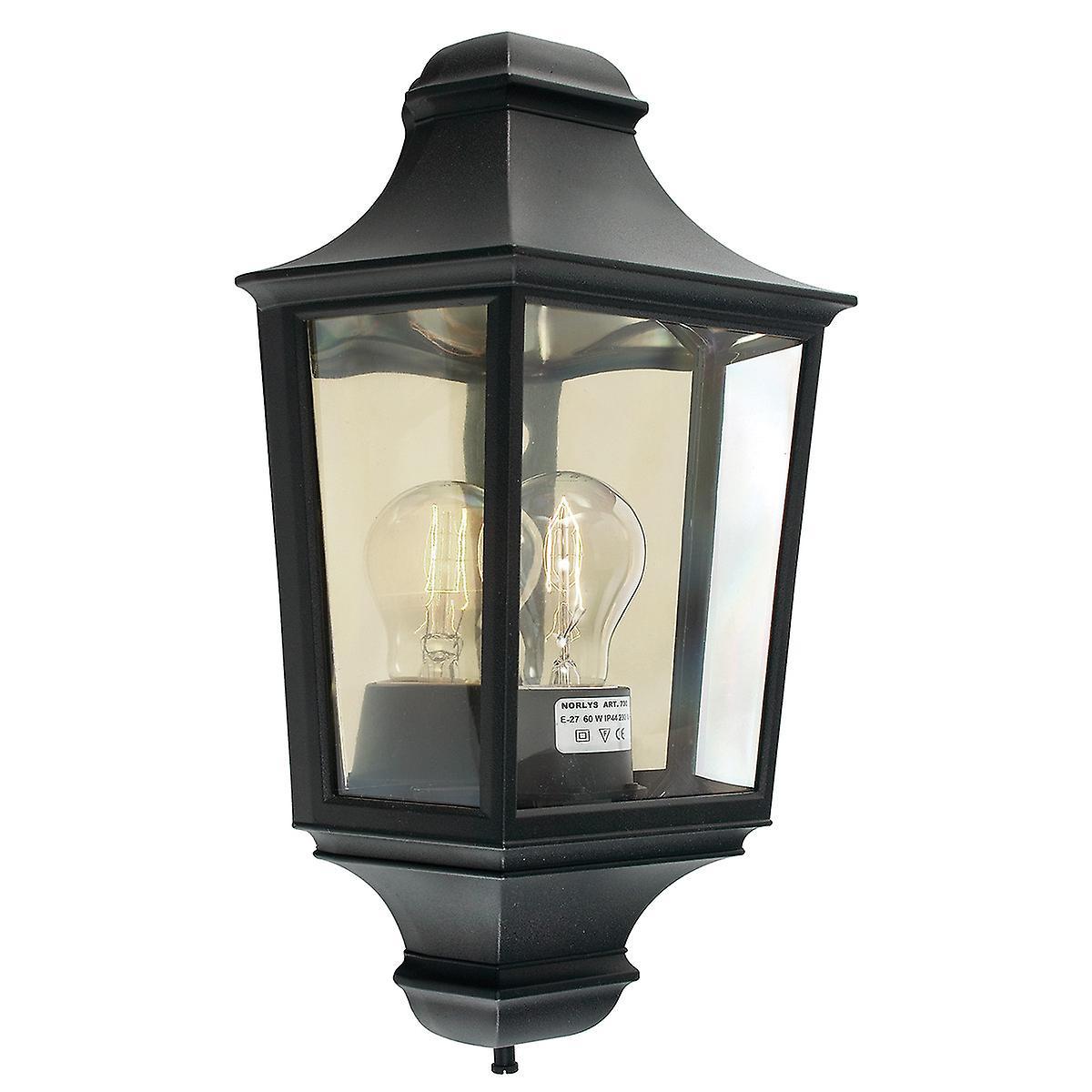 Turin 1 Light Outdoor Wall Half Lantern Light Black IP65 E27