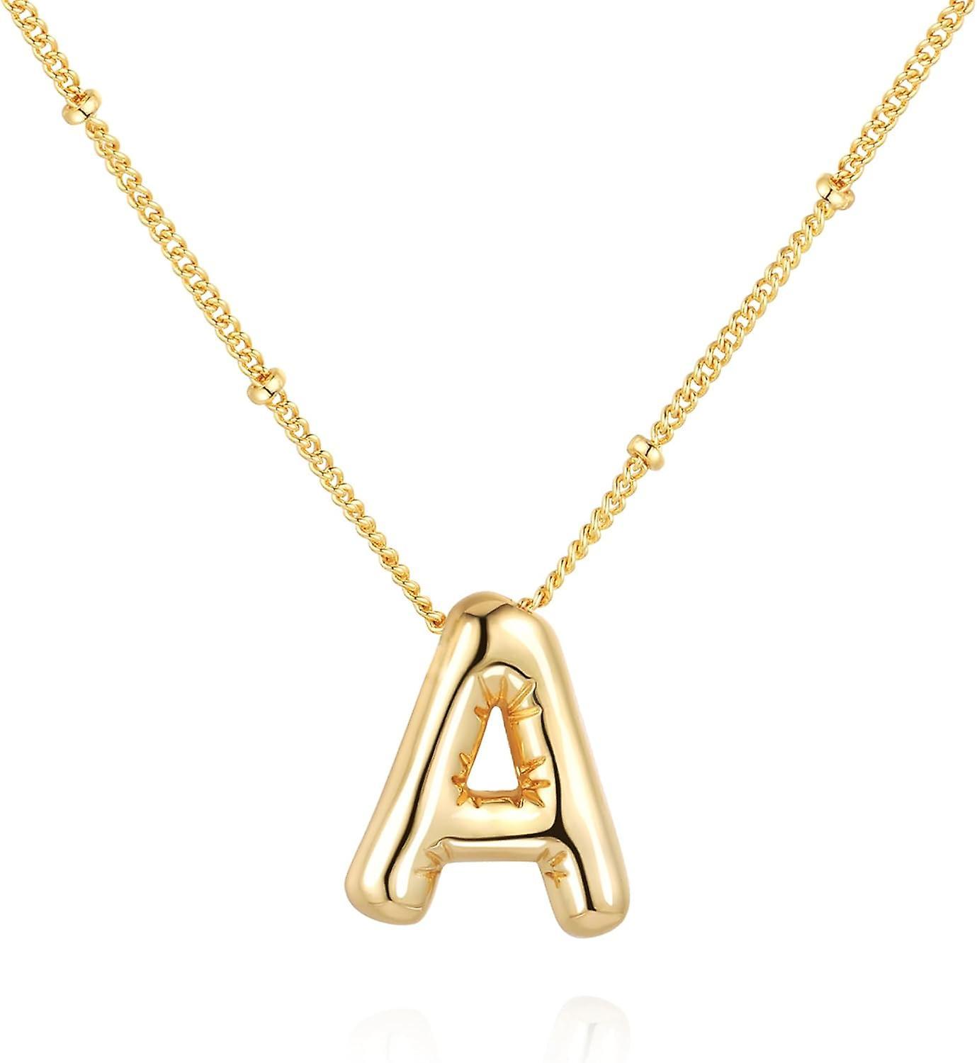 Maromalife Bubble Letter Necklace Balloon Initial Necklaces For Women Girls Dainty Alphabet Pendant 14k Gold Plated Puffy Name Personalized Jewelry...