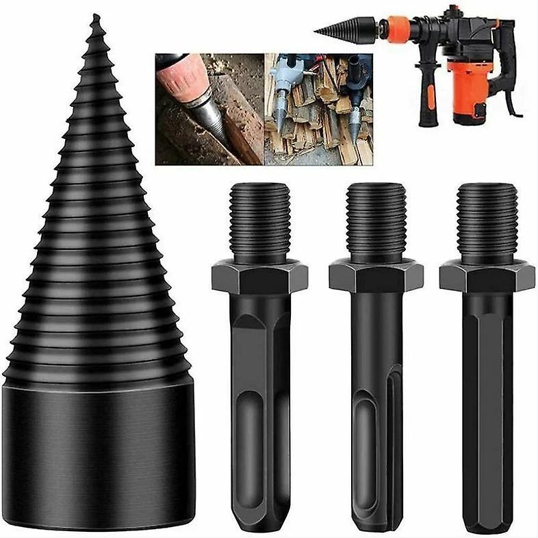 Seenlin Firewood Splitter 3-piece Drill Removable Cone Wood Lighting Wood Splitting Drill Heavy Duty Electric