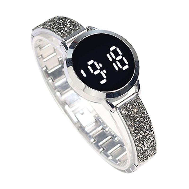 litelamg Digital Watch Life Waterproof Multifunctional Digital Display Women Causual Round LED Digital Watch for Daily Wear Silver