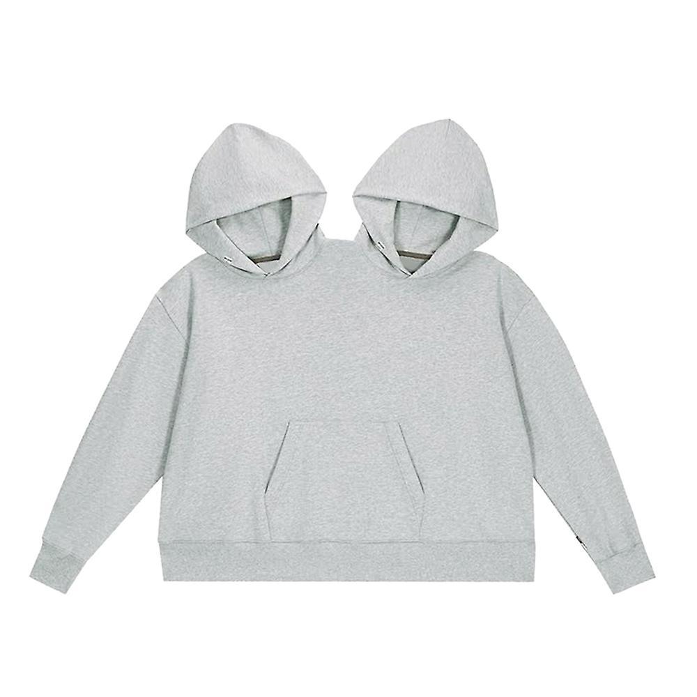 Ochime Couple Lovers Unisex Hoodie Intimate Hooded Sweatshirt Long Sleeve Pullover Tops Grey