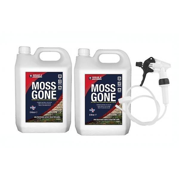 Moss killer Moss Gone 2 x 5L long hose trigger Fast Acting Spear and Jackson