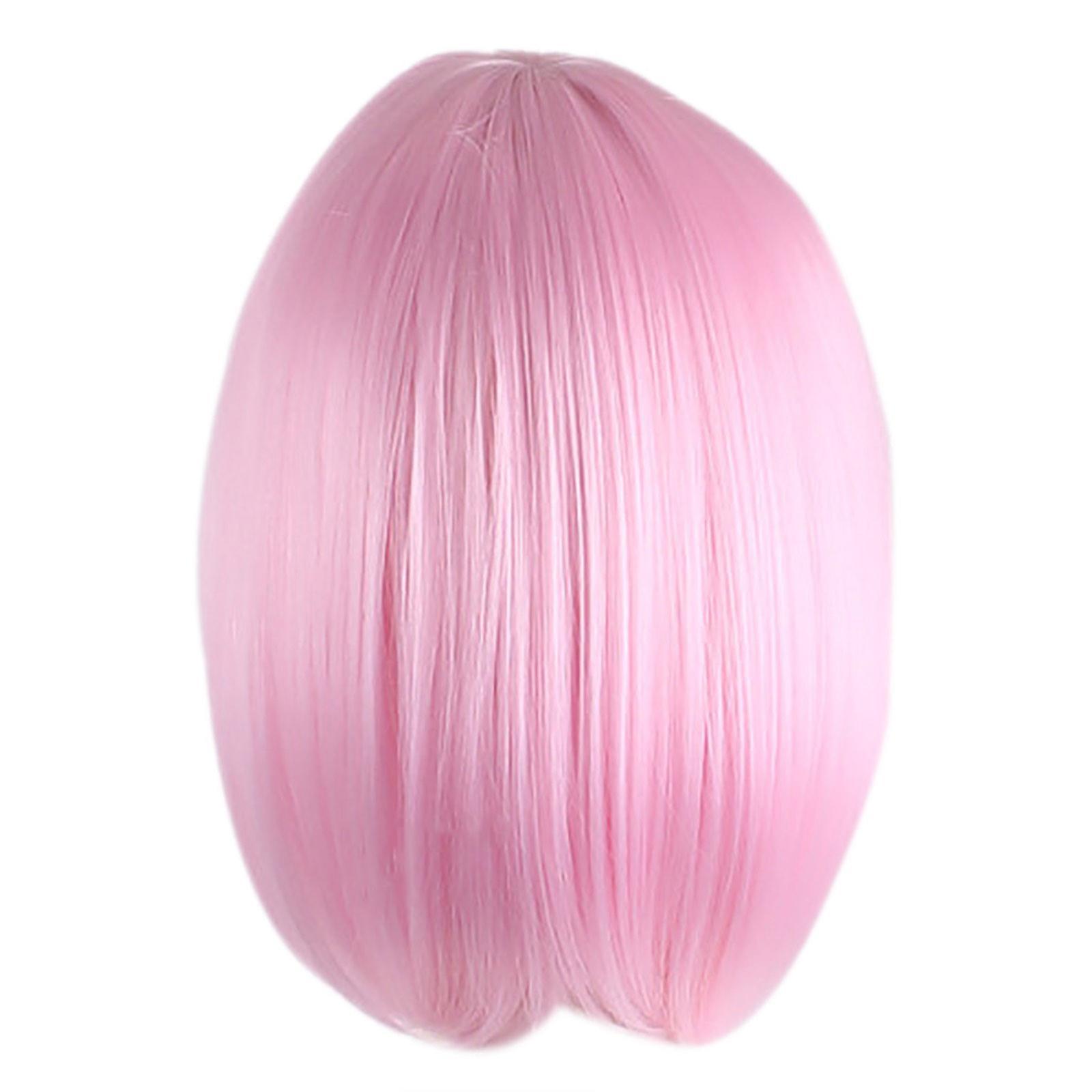 Fansila Pink Cosplay Natural Party Wig Short Full Hair Fashion Synthetic Wig