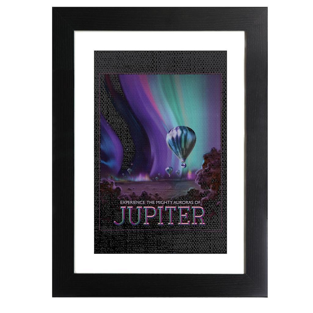 NASA Auroras Of Jupiter Interplanetary Travel Poster Framed Print Black 39 x 52 cm