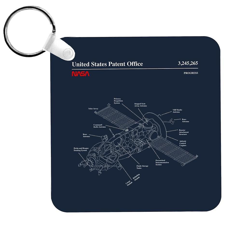 NASA Progress Russian Resupply Vehicle Blueprint Keyring Navy Blue 5cm x 5cm