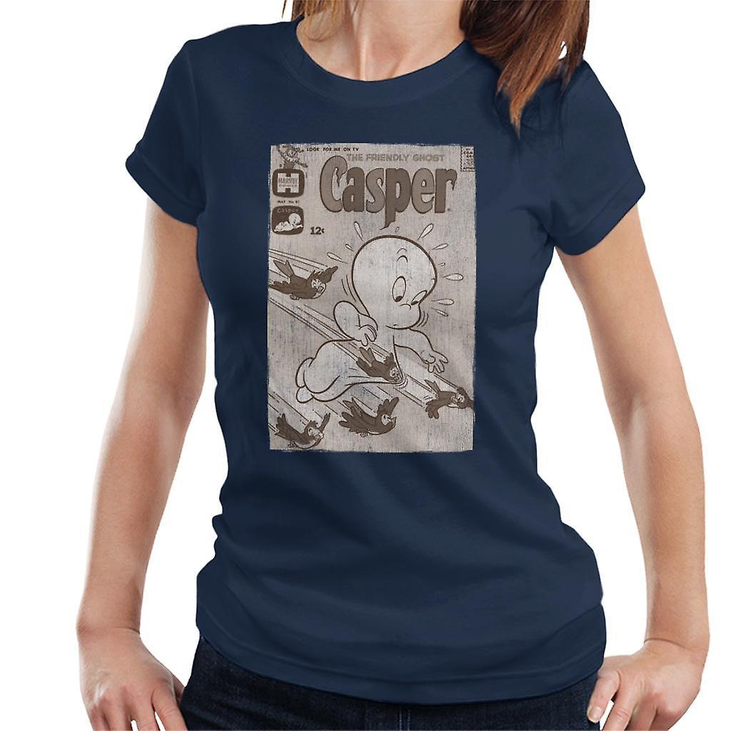 Casper The Friendly Ghost Birds Flying Women's T-Shirt Navy Blue Large