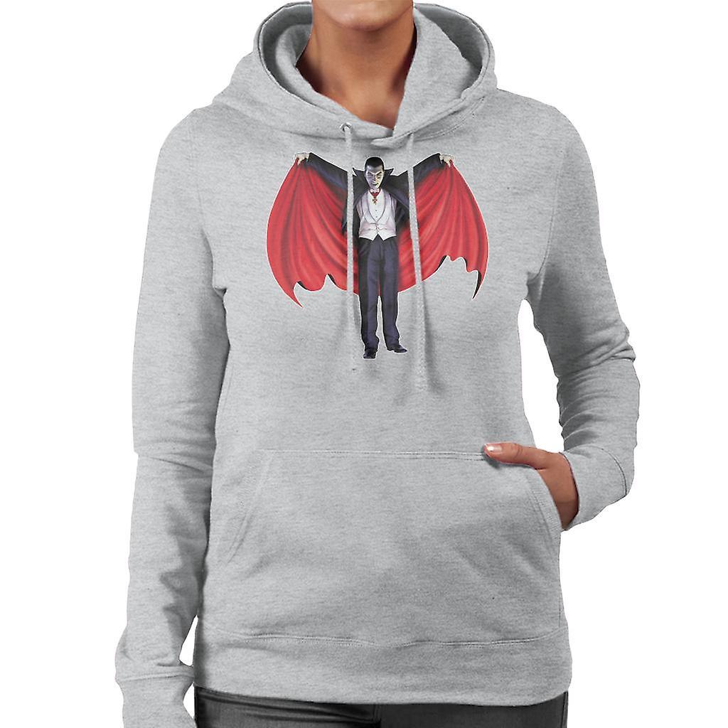 Dracula Cape Full Women's Hooded Sweatshirt Heather Grey XX-Large