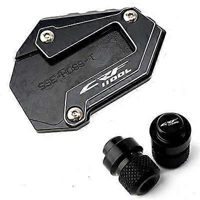 Redkid For Honda CRF1100L CRF 1100 L Africa Twin Sports 2021-2024 Motorcycle CNC Side Stand Enlarge Extension And Tire Valve Air Caps Black8